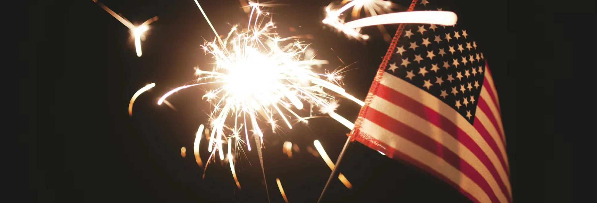 Sparkler and American flag